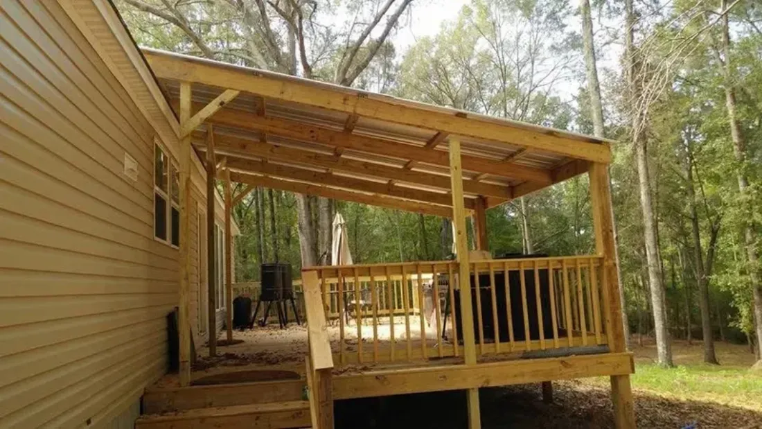 Covered deck and patio under construction